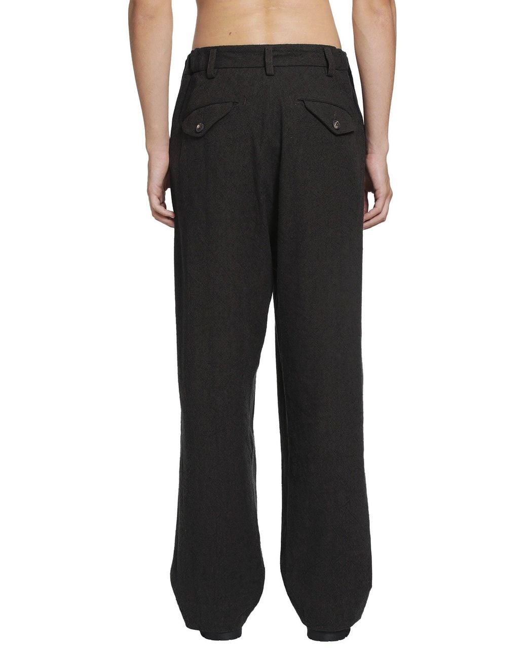 Ziggy Chen Black Pleated Drop Crotch Trousers for men
