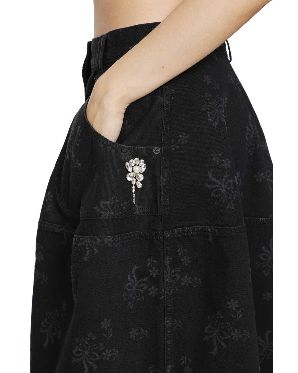 Simone Rocha Black Denim Utility Hip Bustle Skirt
