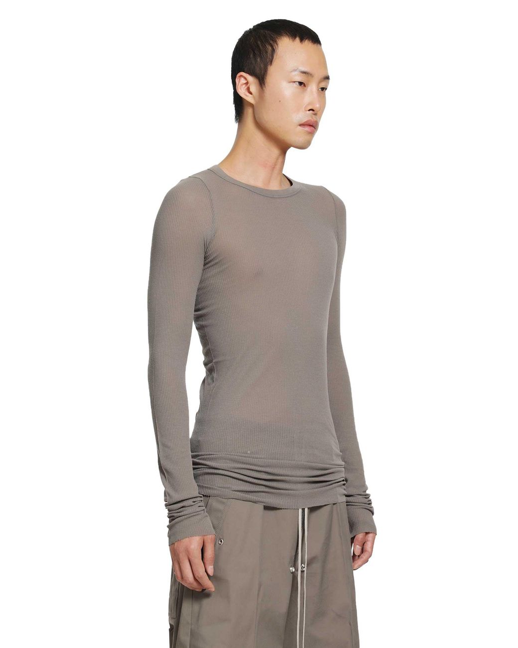 Rick Owens Gray Tower Rib Ls T for men