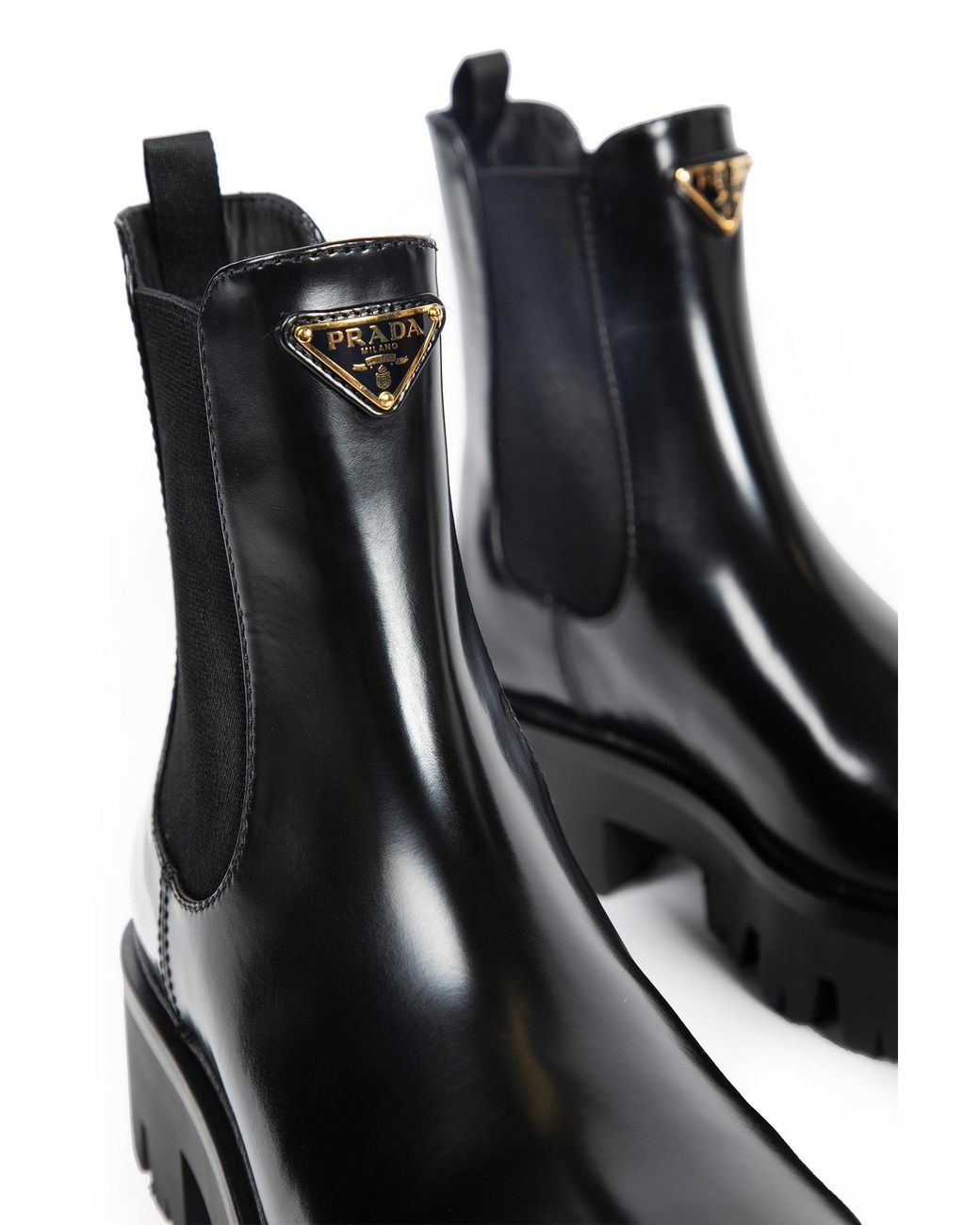 Prada Black Brushed Leather Stride Boots