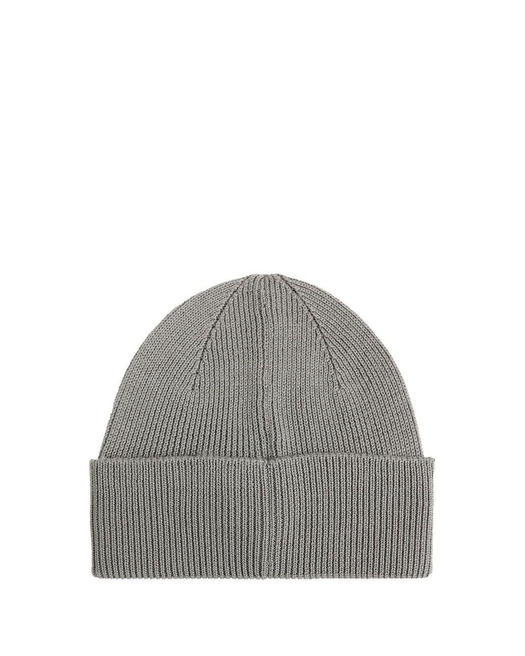 C P Company Gray Extrafine Merino Wool Beanie for men