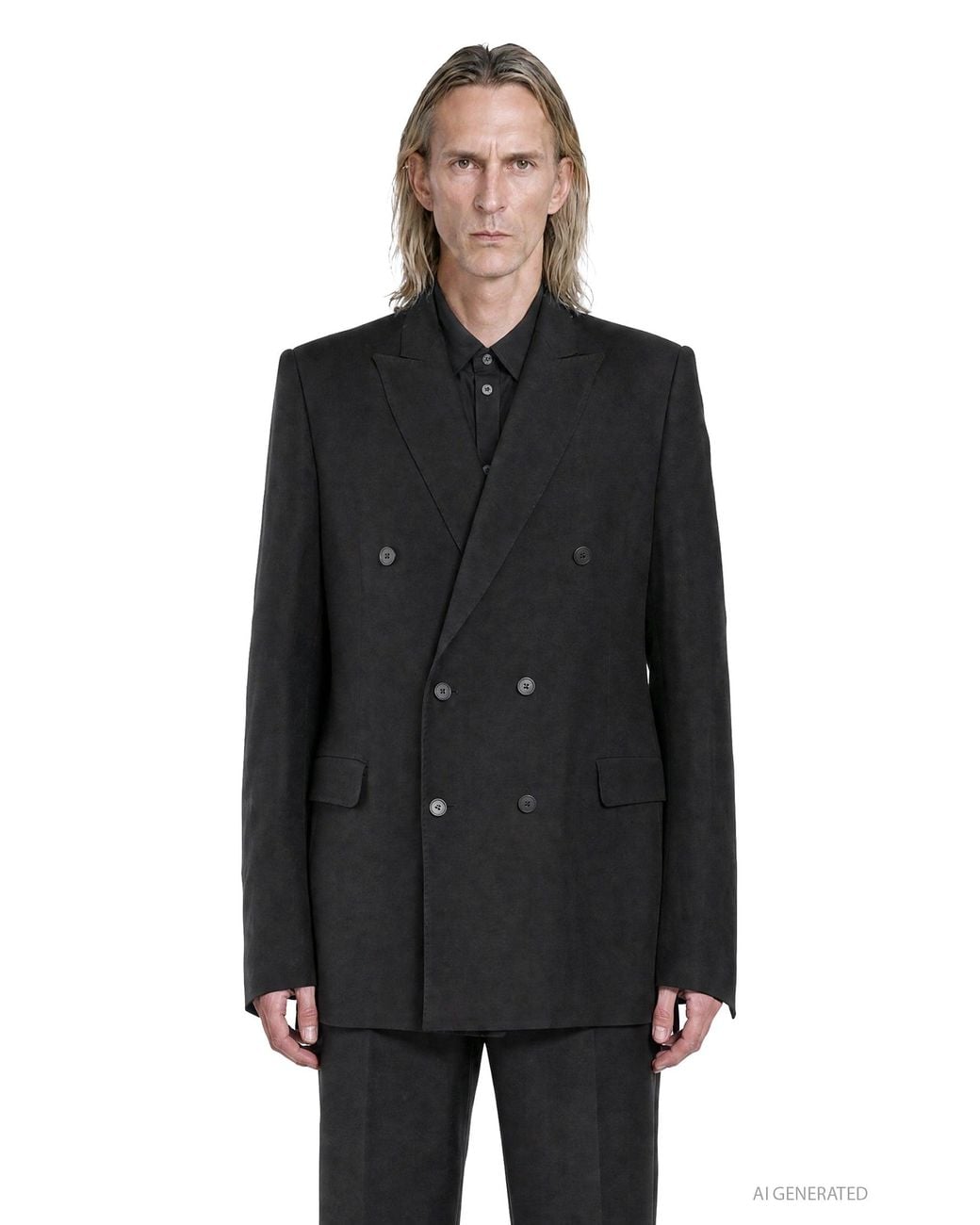 Nicolo' Ceschi Berrini Black Double-Breasted Tailored Blazer for men