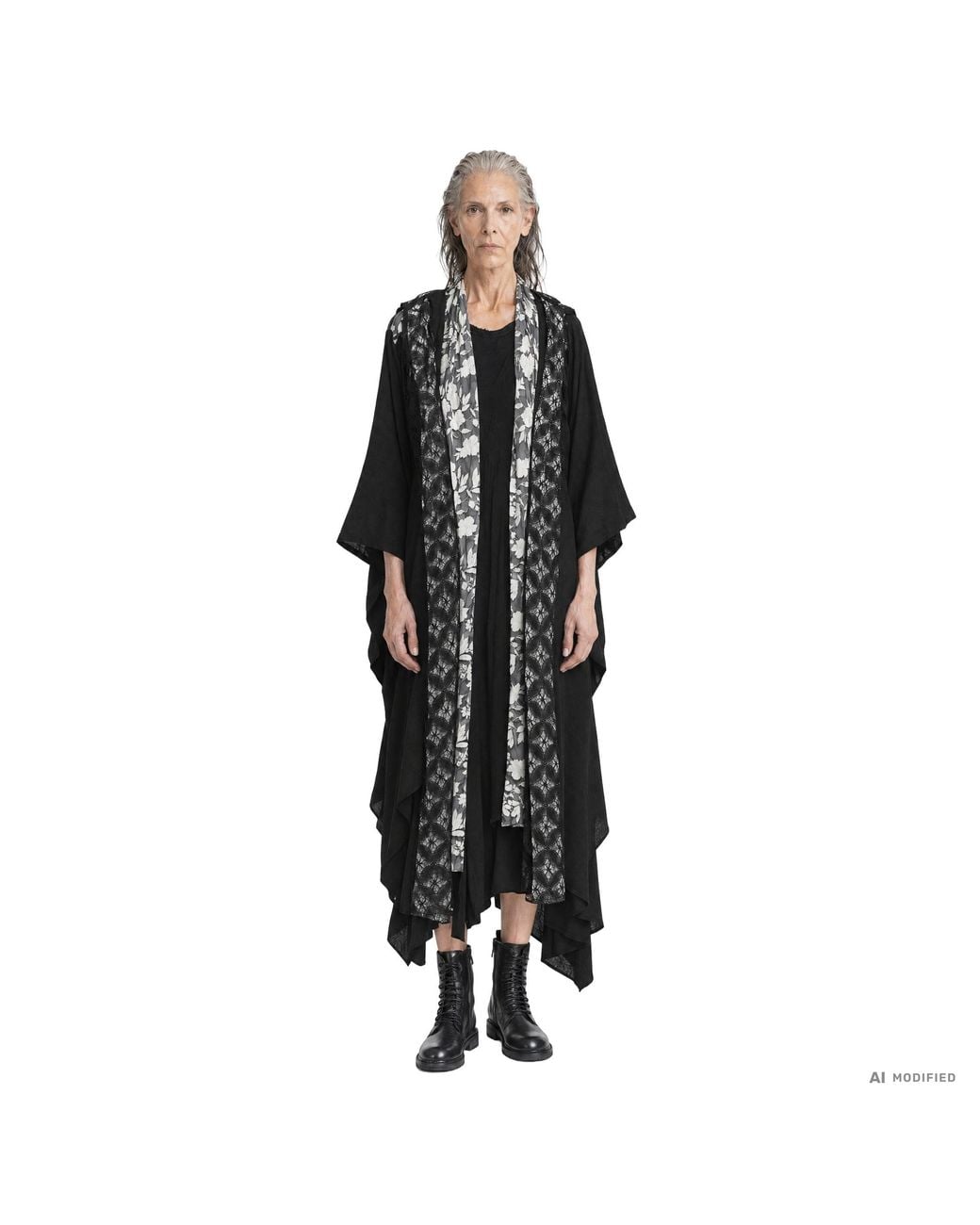 Yohji Yamamoto Black Layered Collar Long Coat