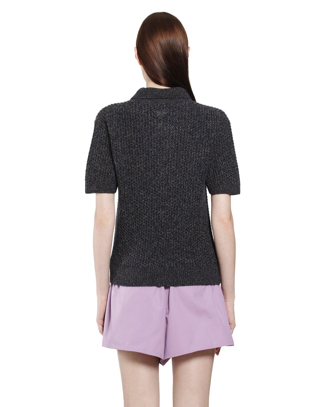 Prada Black Wool Cashmere Knit Polo