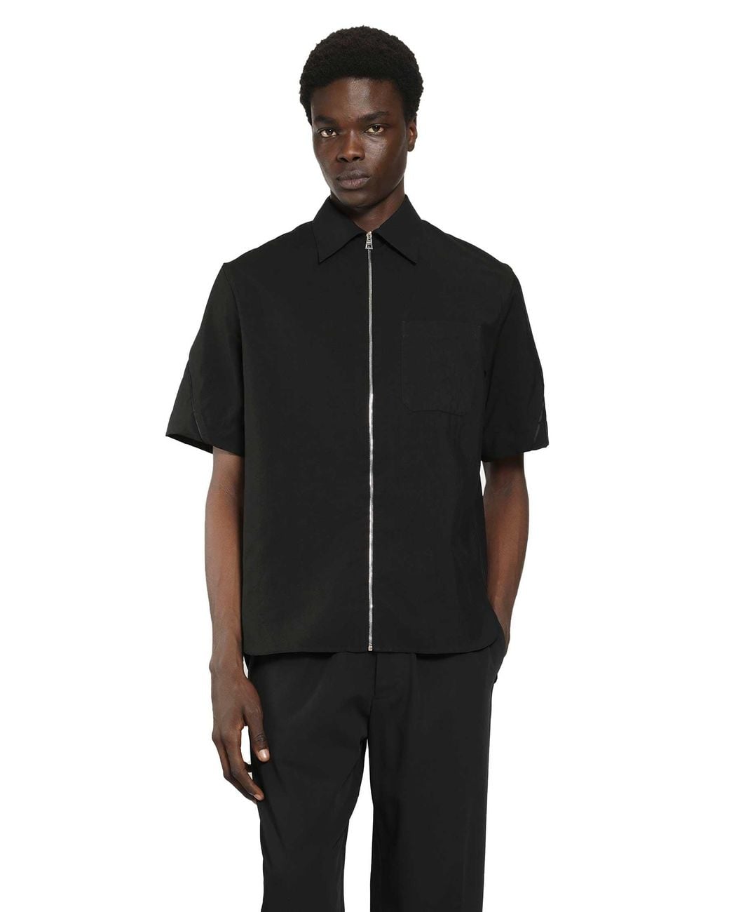 Givenchy Black Couture Seam Zip-Up Shirt for men
