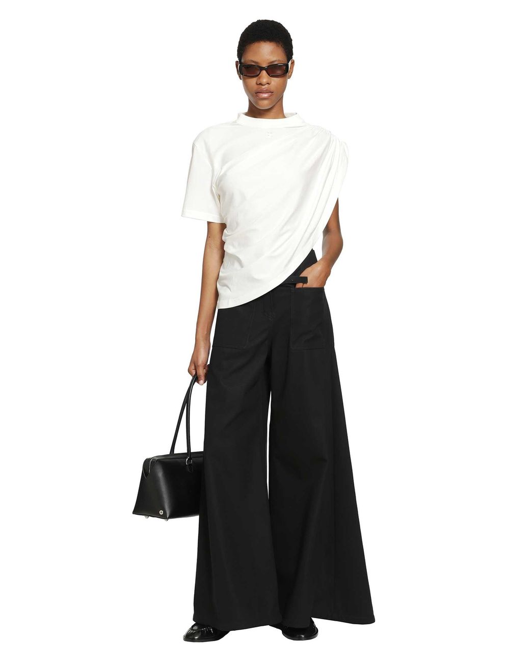 Courreges Black Cotton Canvas Palazzo Pants