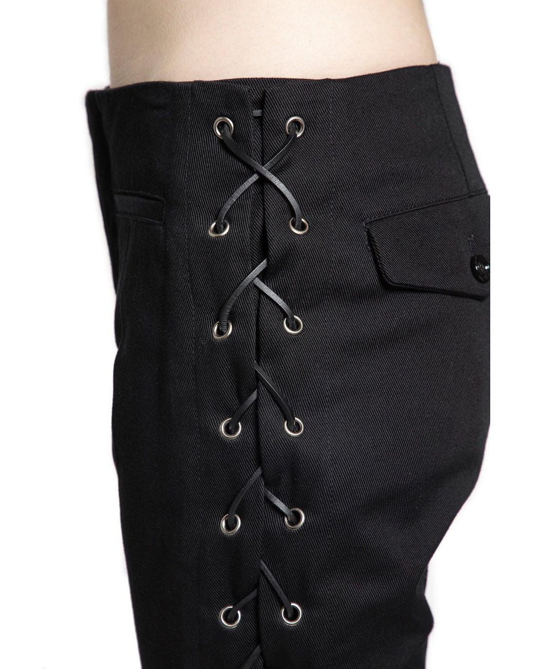 パンツ ann demeulemeester Lace up detail pants Ann Demeulemeester Kel Lace-Up Bootcut Trousers in Black | Lyst