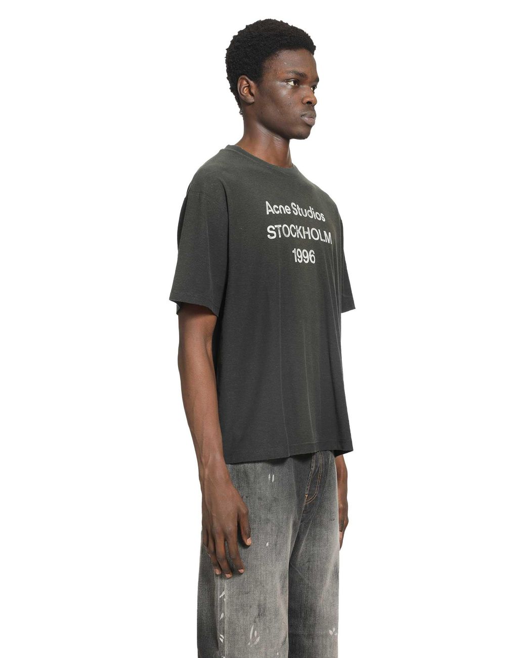 Acne Black 1996 Logo T-Shirt Relaxed Fit for men