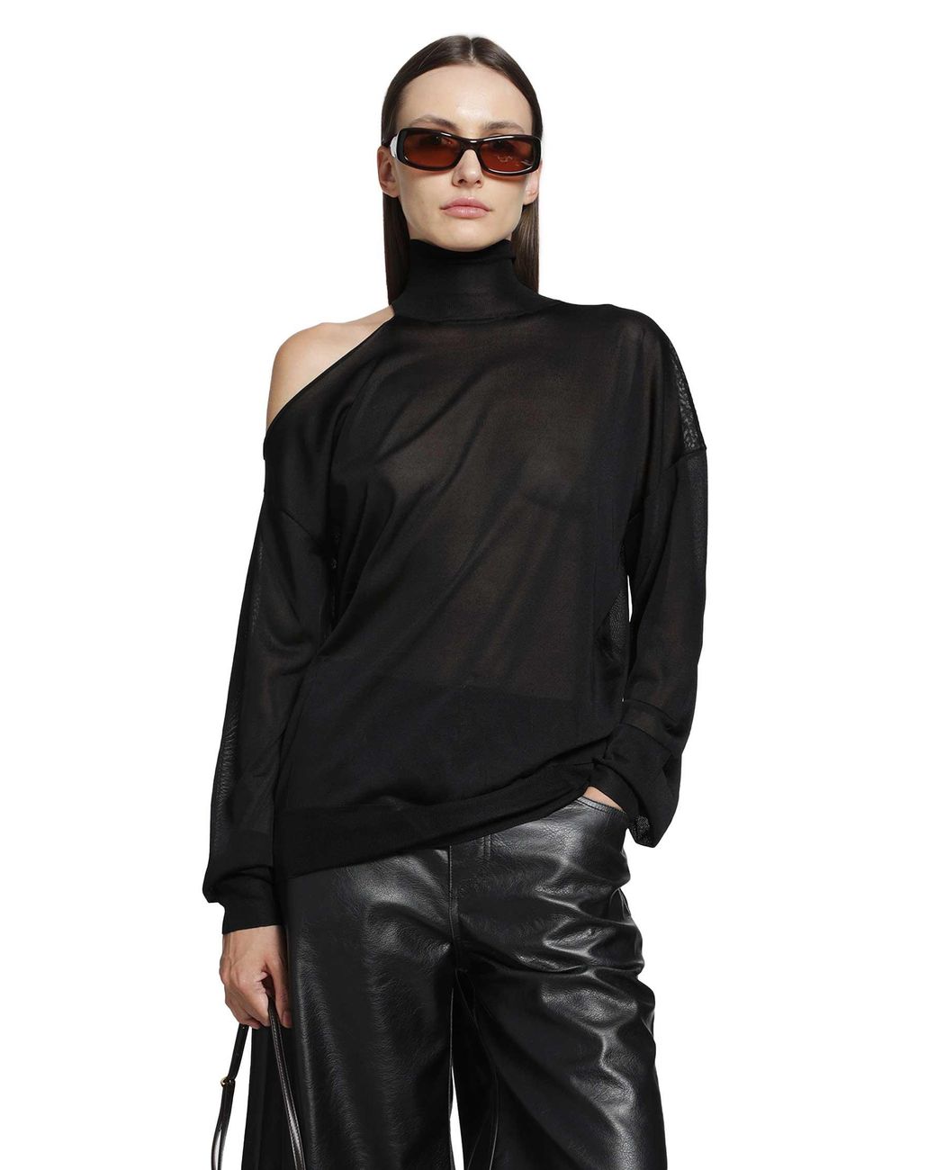 Fendi Black Cut-Out Turtleneck Top