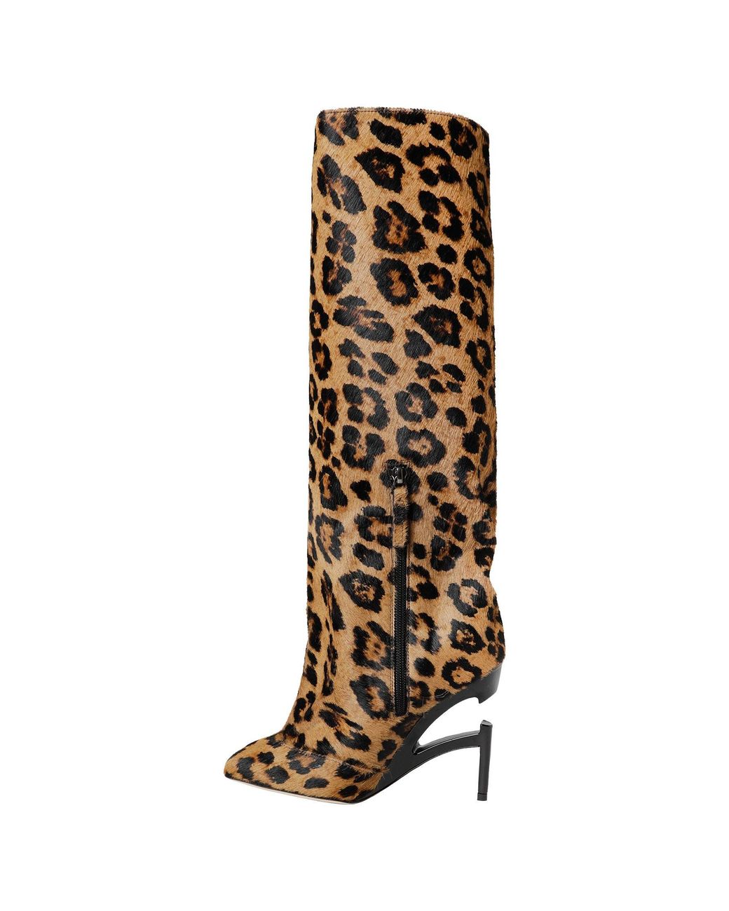NVL-GARDE Brown Broken Heel Leopard Knee-High Boots