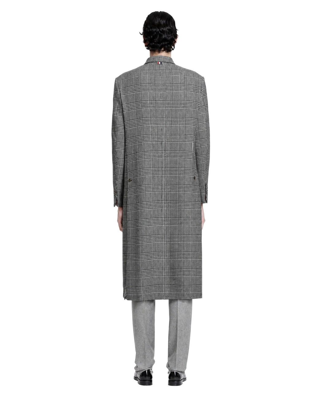 Thom Browne Gray Prince Of Wales Wool Chesterfield Overcoat for men