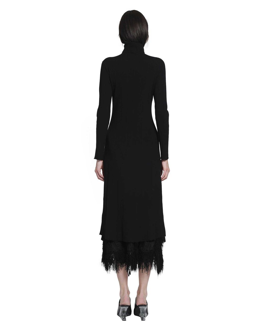 YA YI Black Braided Wool Dress