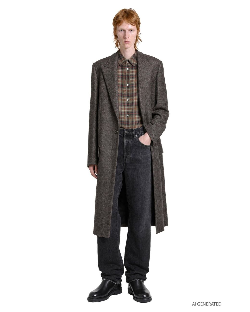Acne Gray Wool Single-Breasted Coat for men