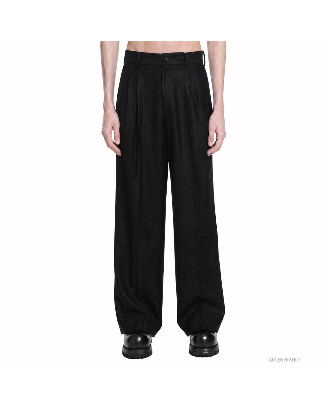 Ssstein Black Compressed Flannel Wide Trousers for men