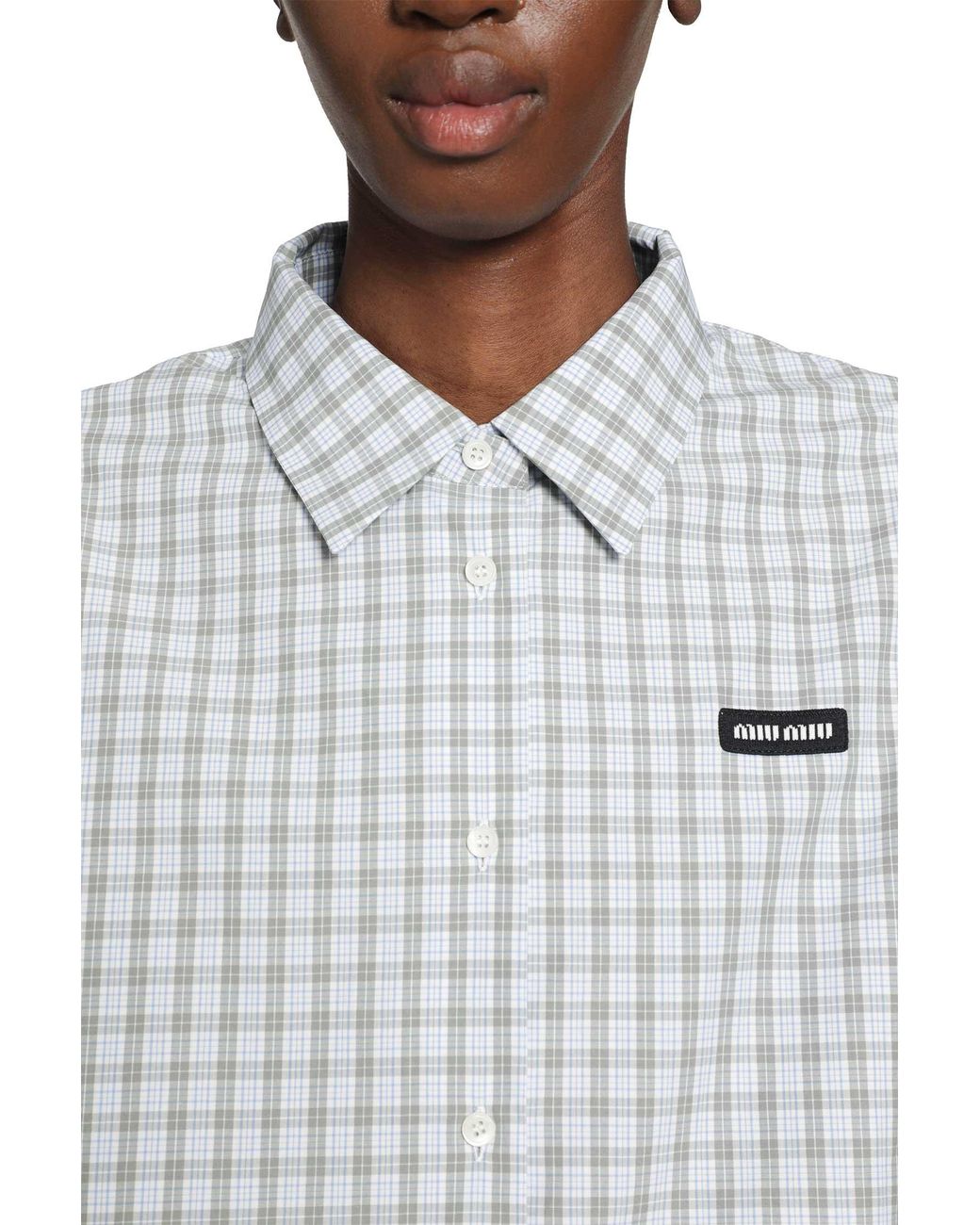 Miu Miu Gray Checked Poplin Shirt