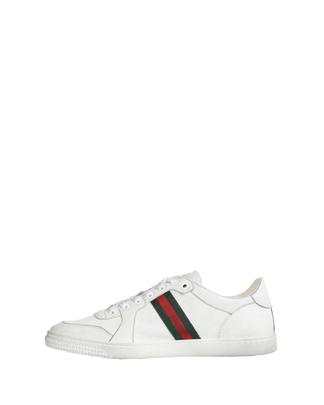 Gucci White Stretch Low-Top Sneakers
