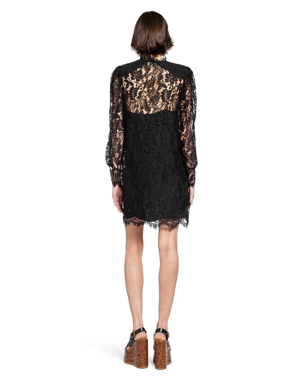 Chloé Black Floral Lace Mini Dress