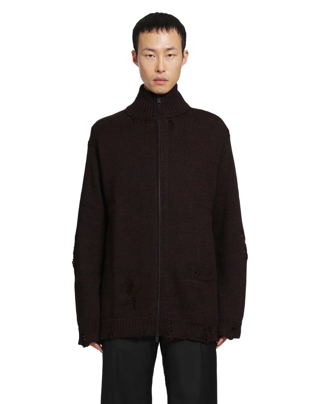 Yohji Yamamoto Black High-Neck Zip Cardigan for men