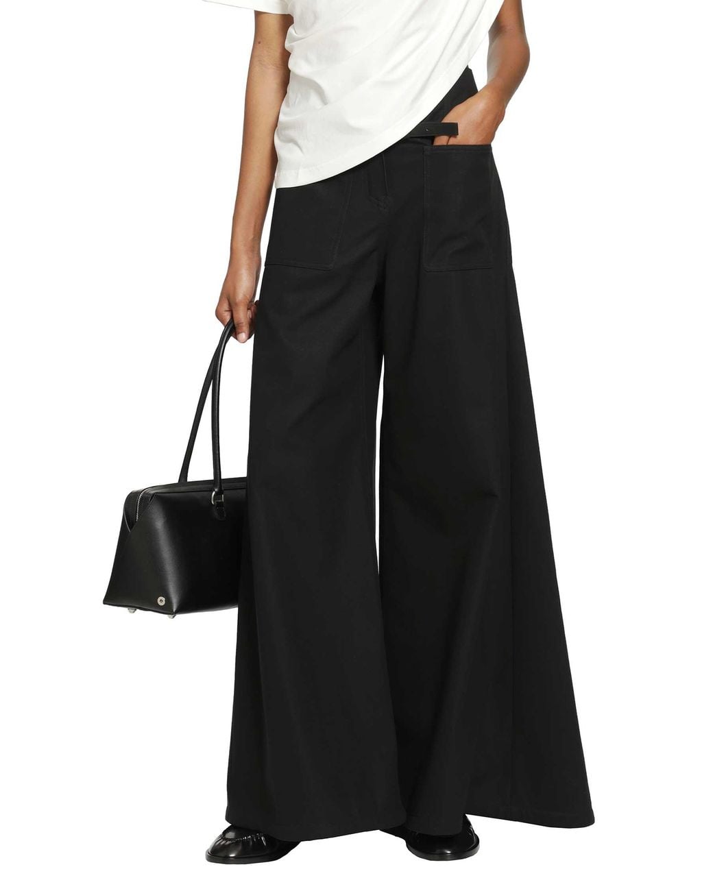 Courreges Black Cotton Canvas Palazzo Pants