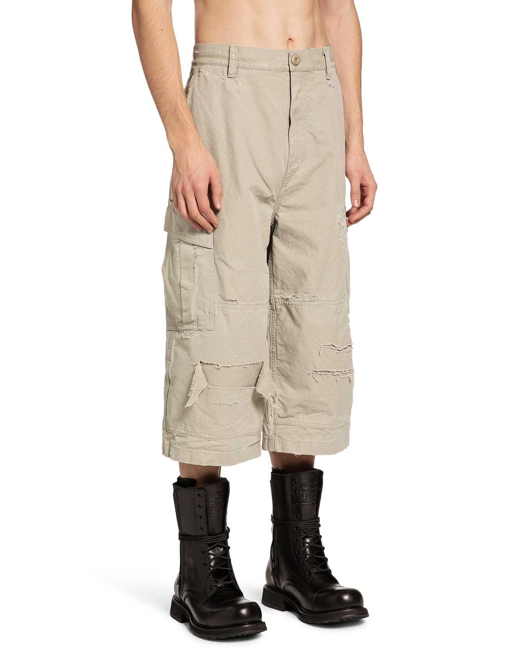 Balenciaga Natural Cropped Cargo Pants for men