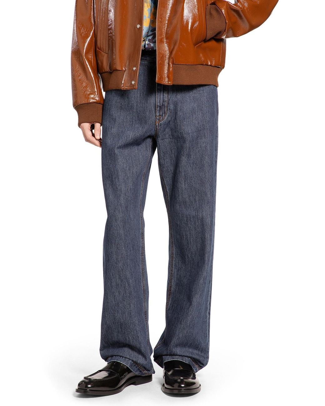 Fendi Blue 5 Pocket Straight Jeans for men