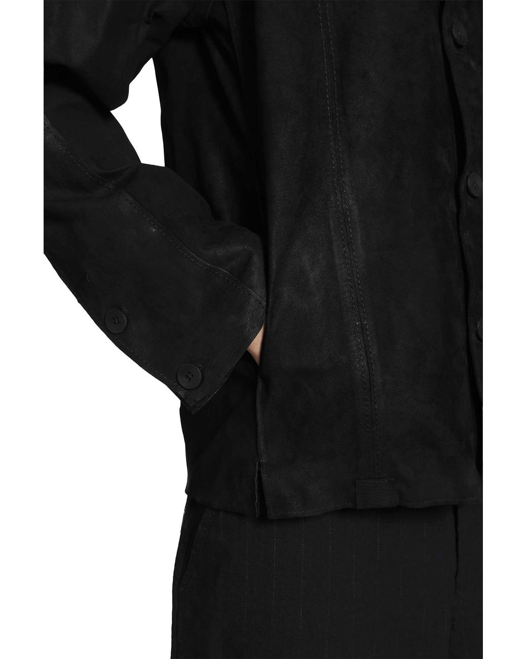 Transit Black Marbled Lambskin Jacket for men