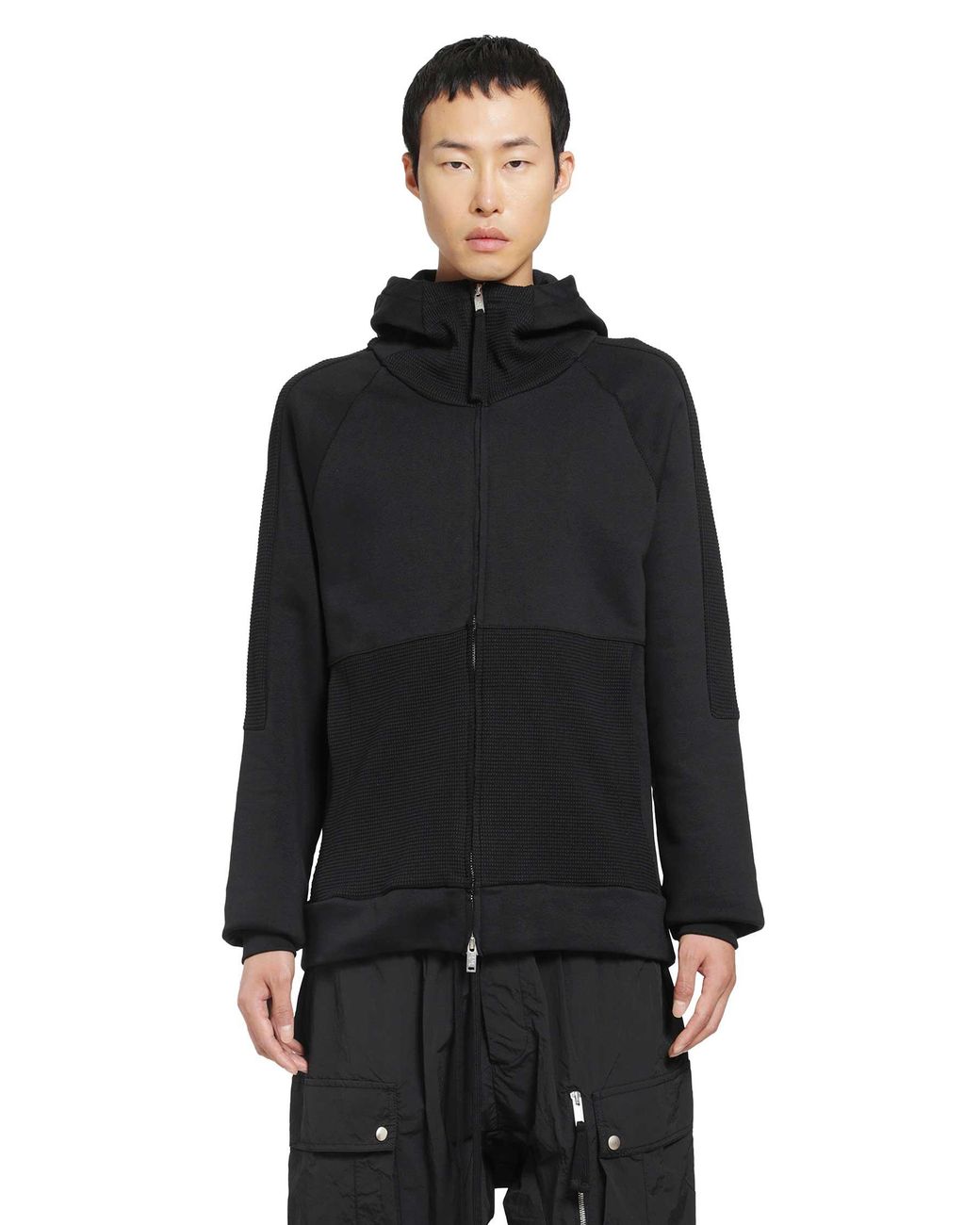 Thom Krom Black Hooded Zip-Up Sweatshirt for men