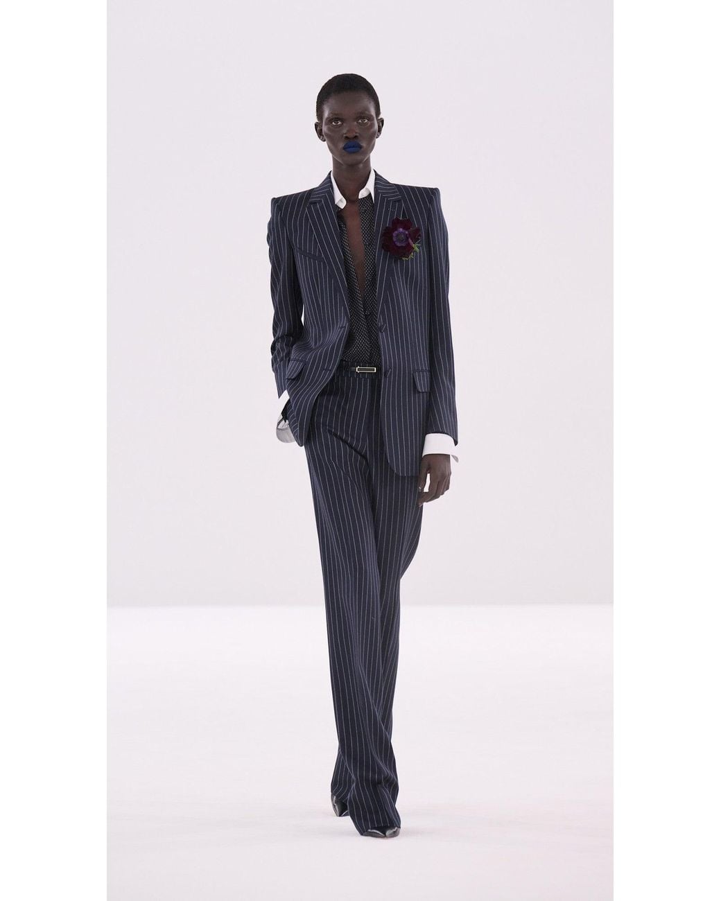 Tom Ford Blue Corded Chalk Stripe Wool Trousers