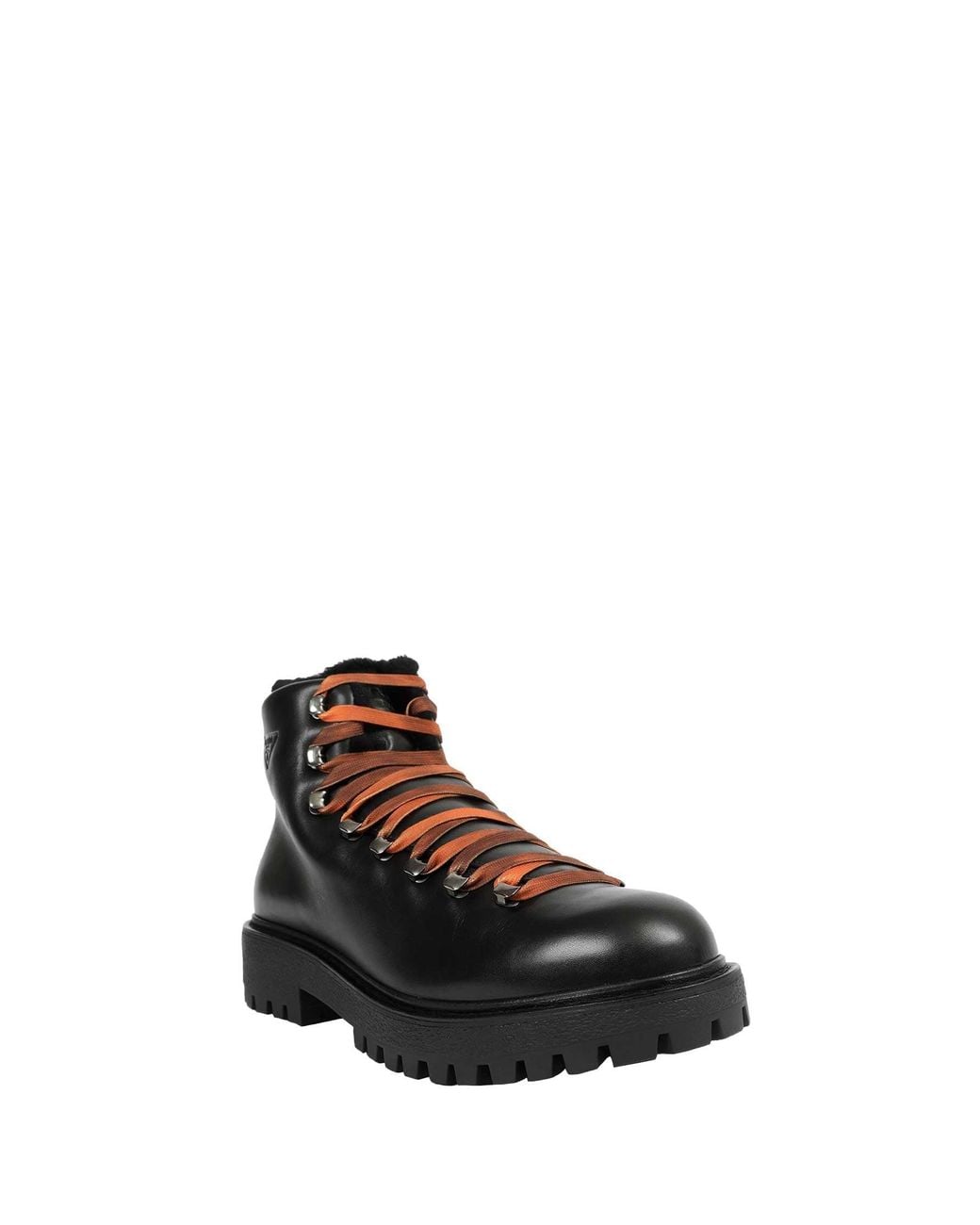 Prada Black Lace-Up Ankle Boots for men