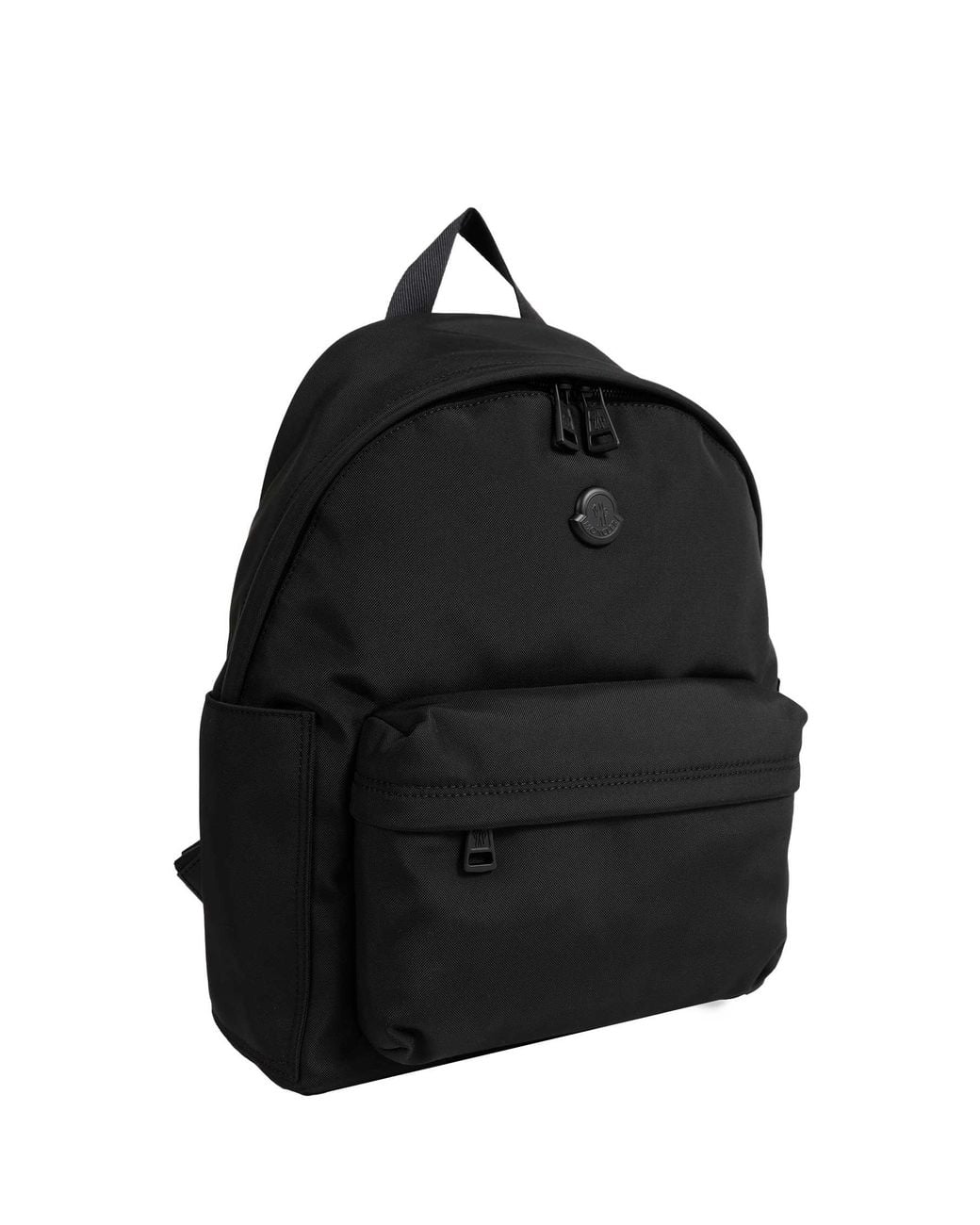 Moncler Black New Pierrick Metal Logo Backpack for men