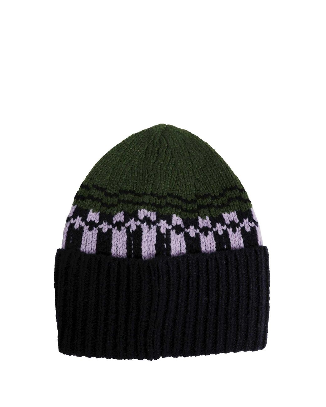 Marni Green Geometric Motif Wool Beanie for men