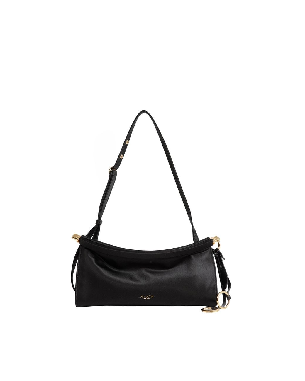Alaïa Black Le Click East West Small Satin Shoulder Bag