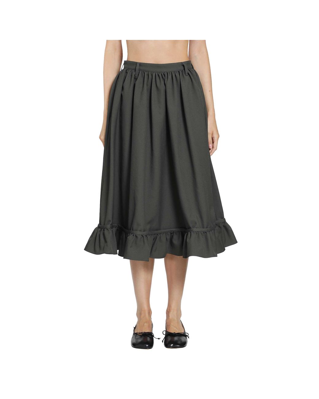 MM6 by Maison Margiela Black Gathered Midi Skirt