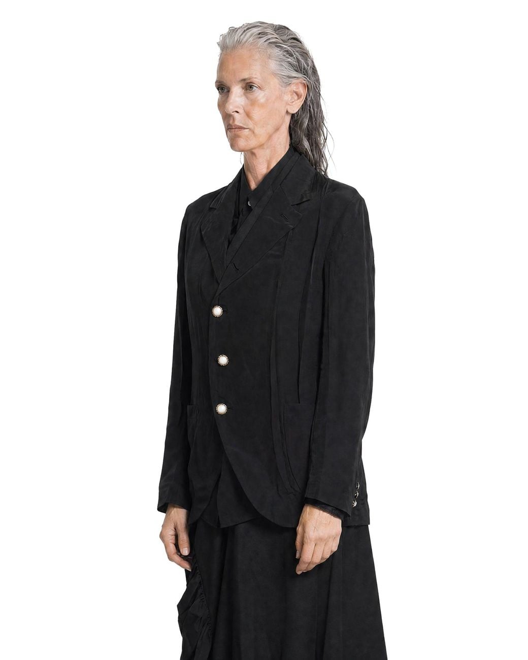 Comme des Garçons Black Layered Wool And Taffeta Blazer