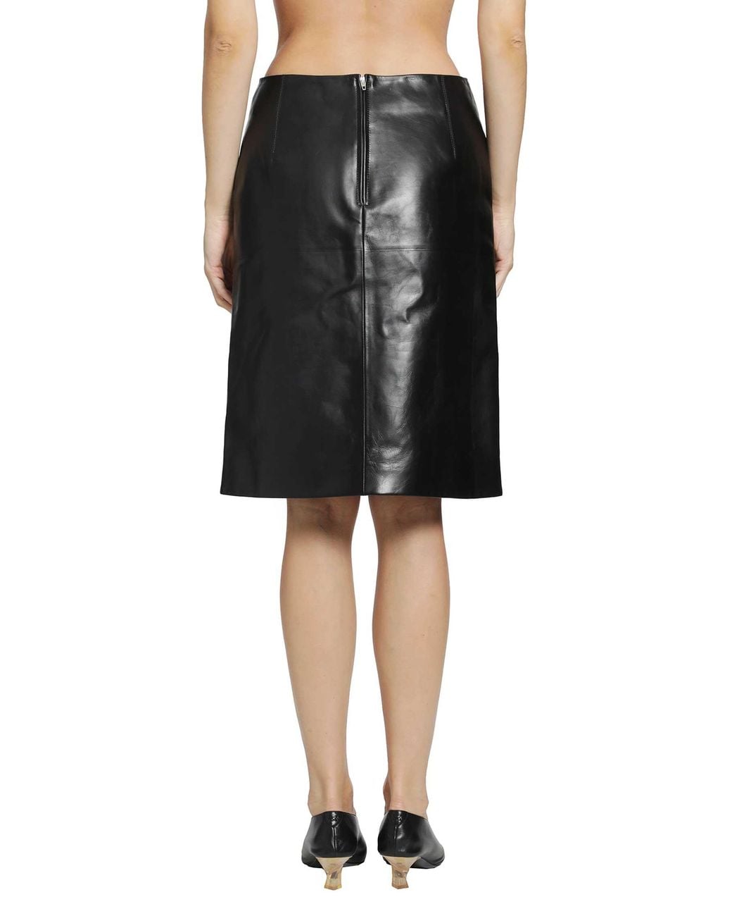 Jil Sander Black Leather Skirt