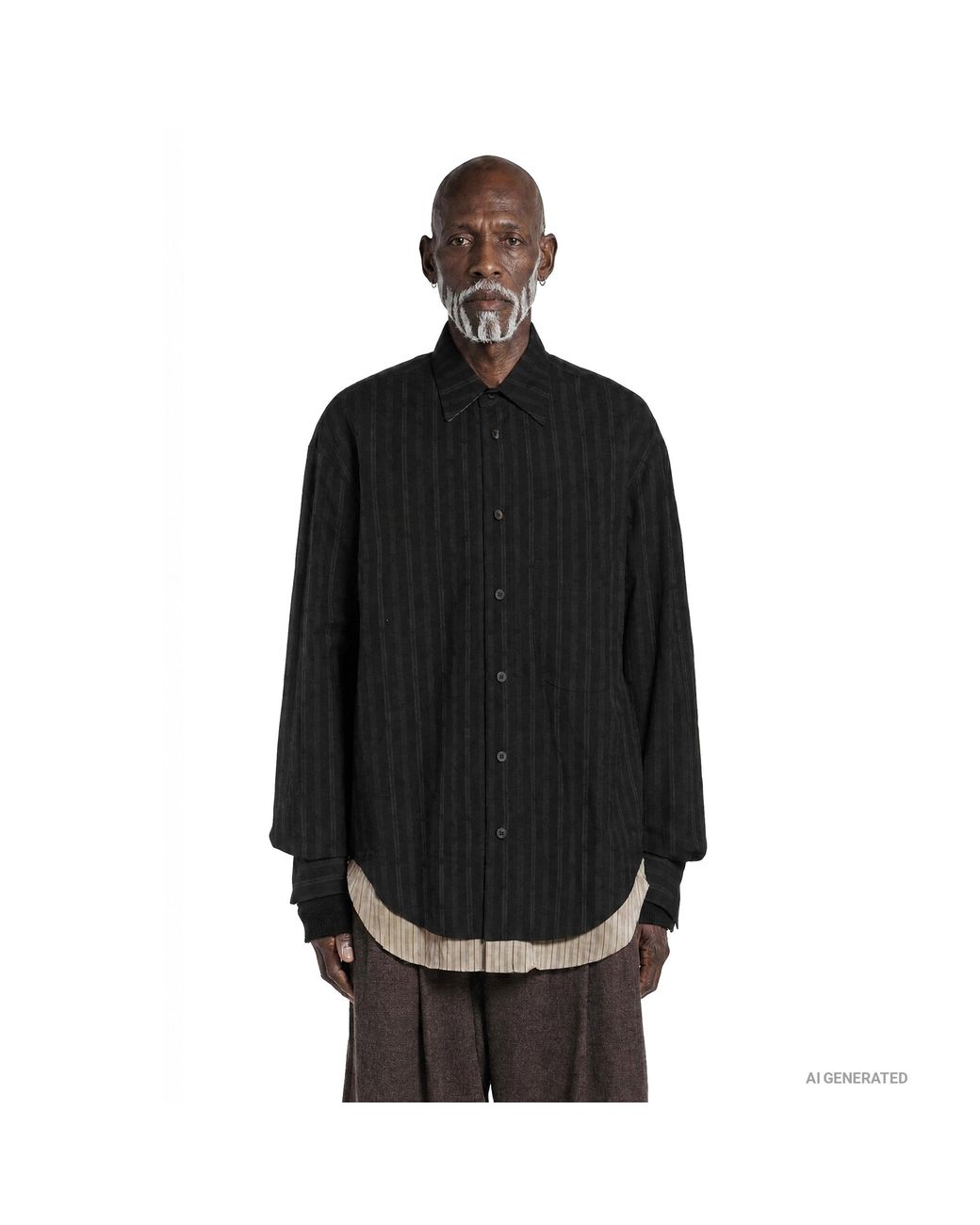 Ziggy Chen Black Striped Layered Shirt for men