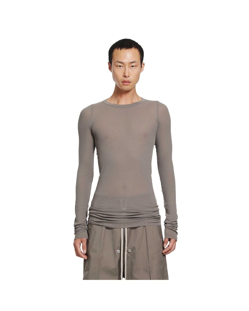 Rick Owens Gray Tower Rib Ls T for men