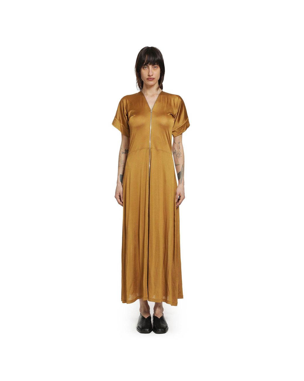 Lemaire Metallic Jersey Zip Midi Dress