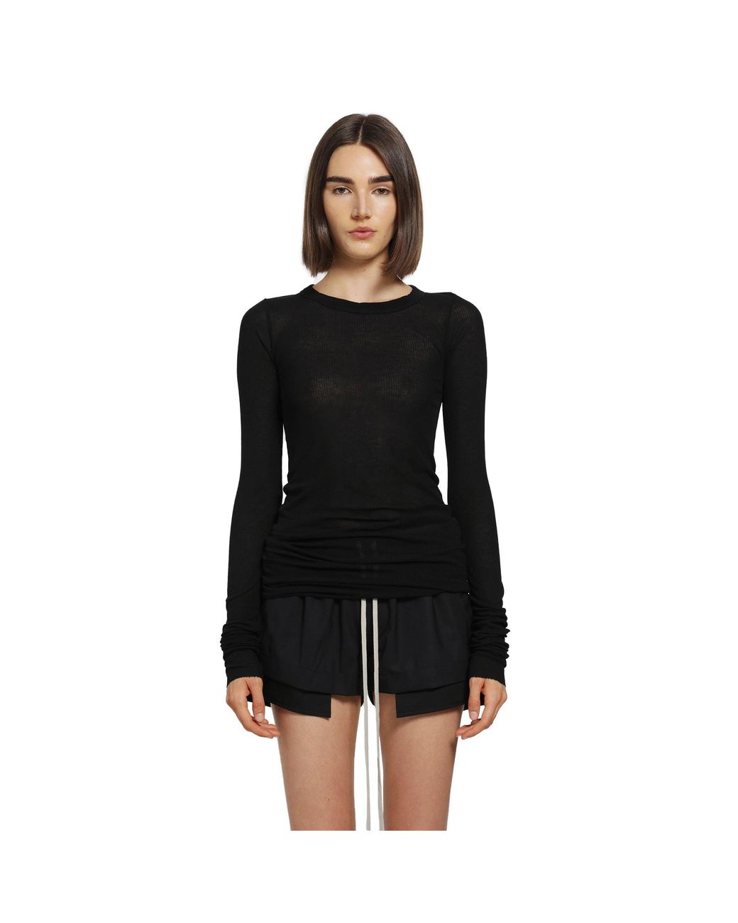 Rick Owens Black Tower Rib Ls T