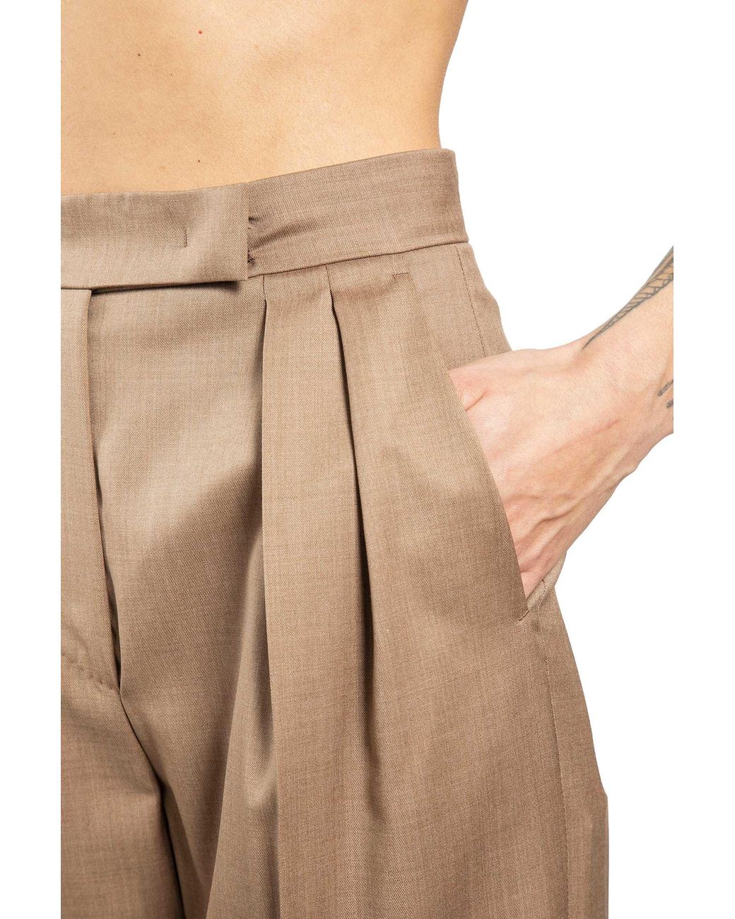 Max Mara Natural Wool Twill Trousers