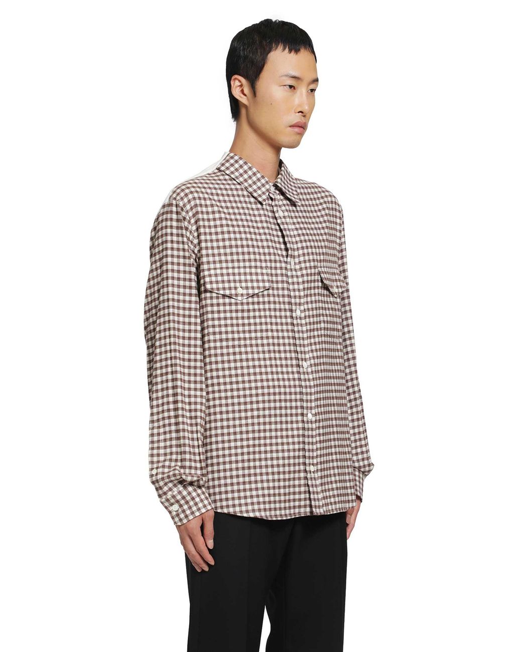 MM6 by Maison Margiela Brown Check Cotton Flannel Shirt for men