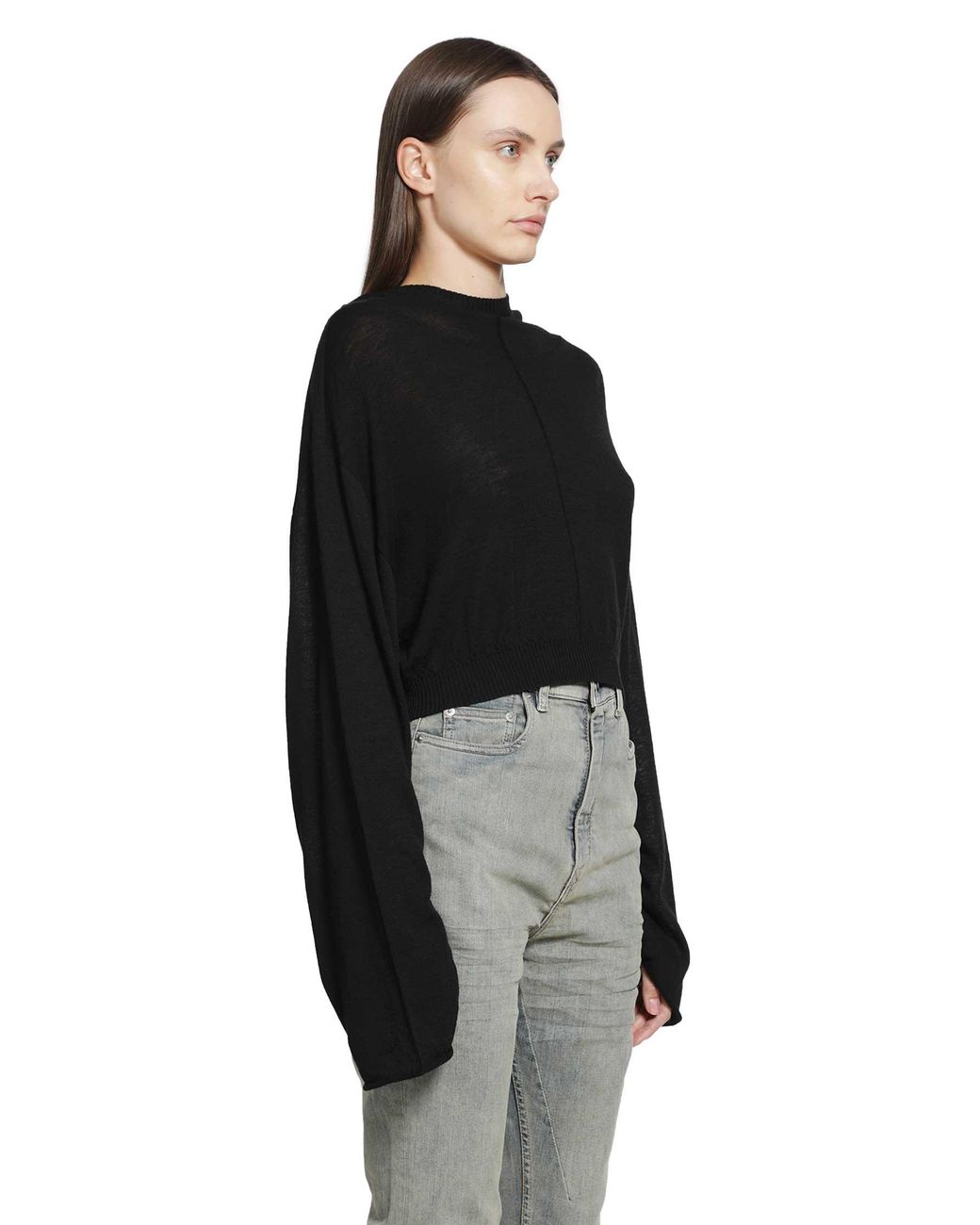 Rick Owens Black Tower Cropped Hooded Tunic