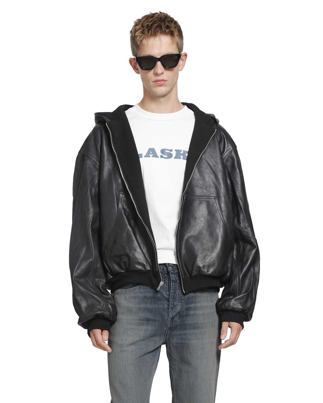 ALEXANDER DIGENOVA Black Leather Underground Jacket for men