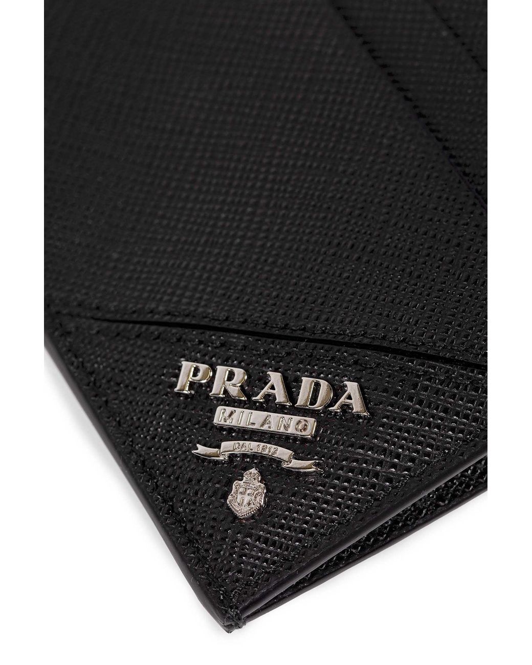 Prada Black Saffiano Leather Card Holder for men