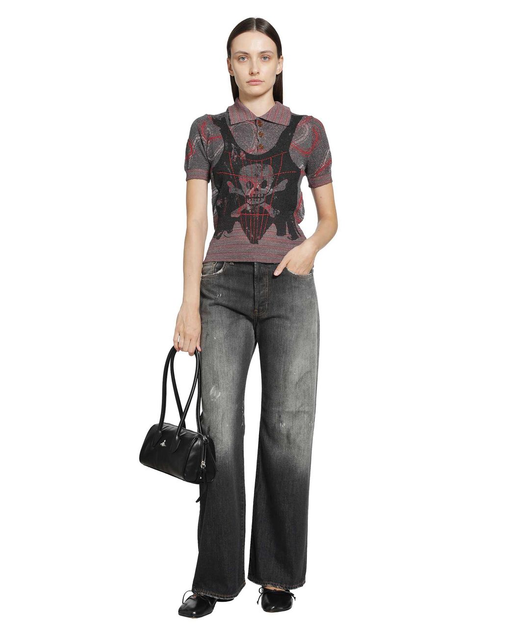 Vivienne Westwood Black Trompe L'Oeil Knit Polo Shirt