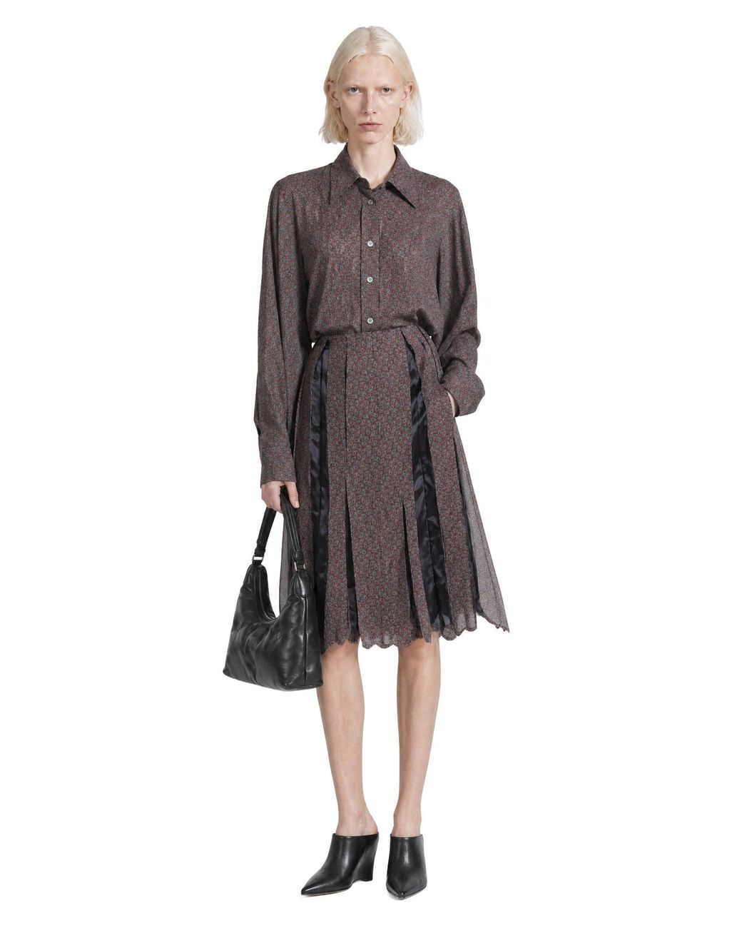 Maison Margiela Black Fusion Paisley Midi Skirt