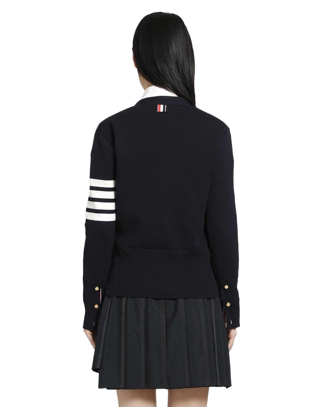 Thom Browne Black Milano Classic 4-Bar V-Neck Cardigan