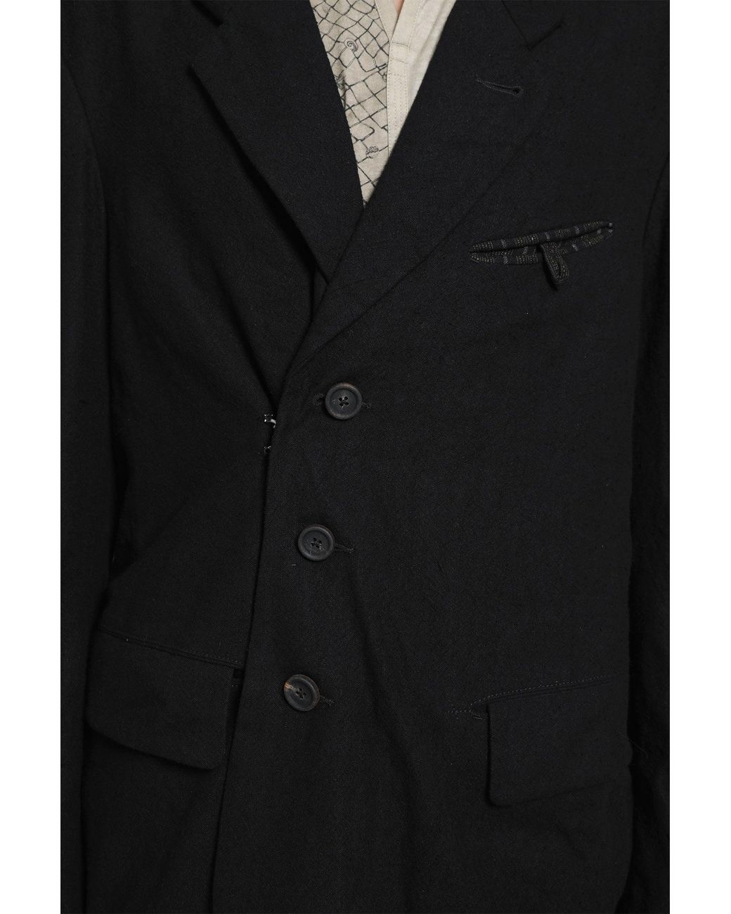 Ziggy Chen Black Wrap Closure 3 Button Blazer for men