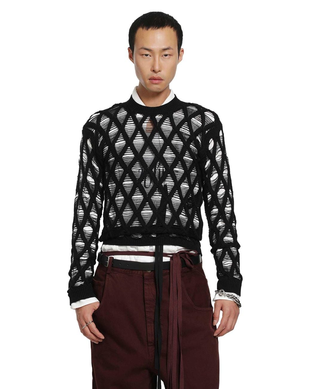 Ann Demeulemeester Black Carlos Diamond Stitch Sweater for men