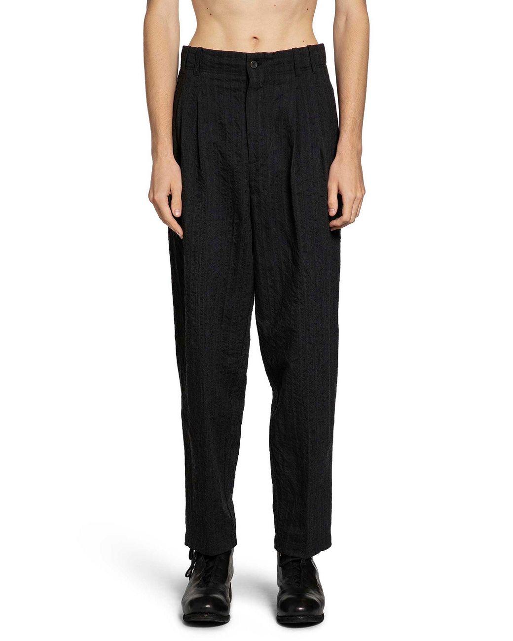 Forme D'expression Black Tucked Loose Trousers for men